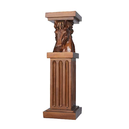 Brown Polystone Traditional Pedestal Table, 25" x 8" x 9"